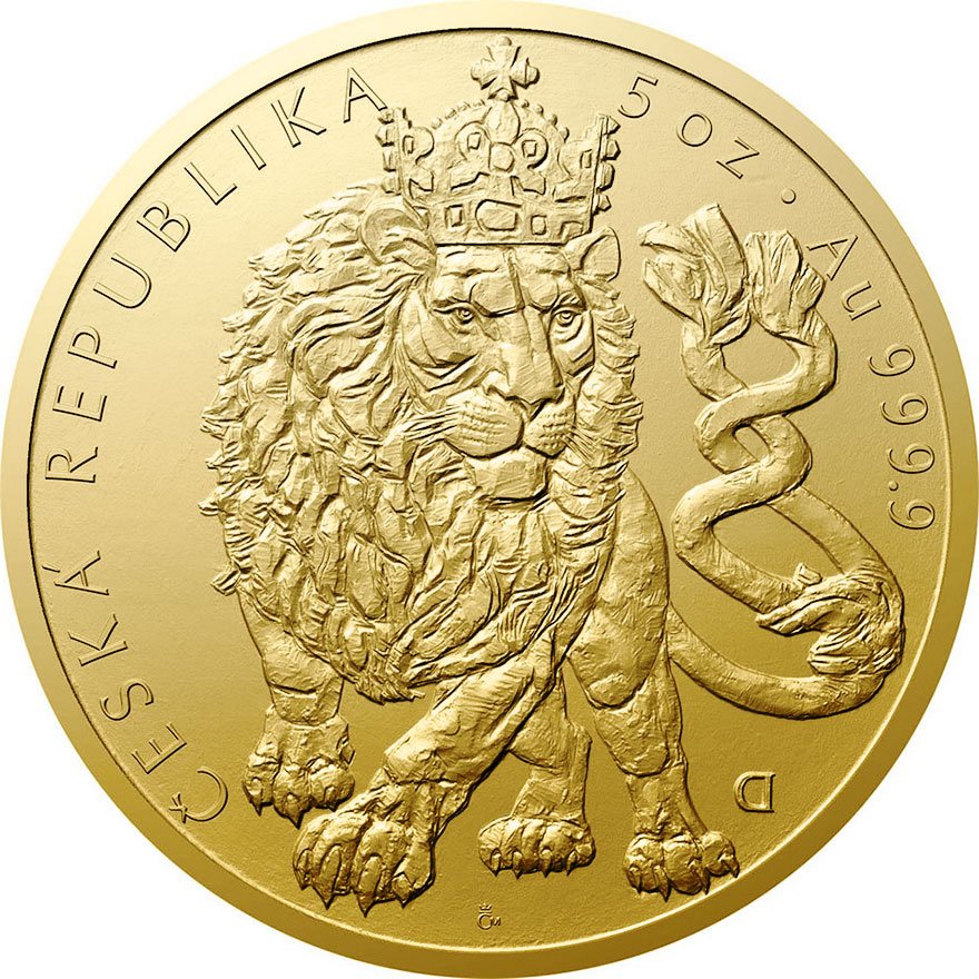 Front of Gold Czech Lion 5 oz 2026