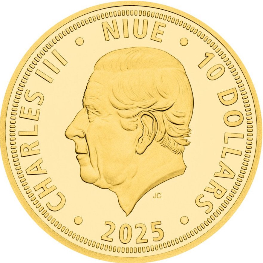 Back of the Gold Czech lion 1/4 oz - Proof - 2025