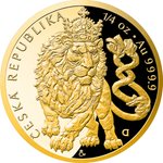 Front of the Gold Czech lion 1/4 oz - Proof - 2026