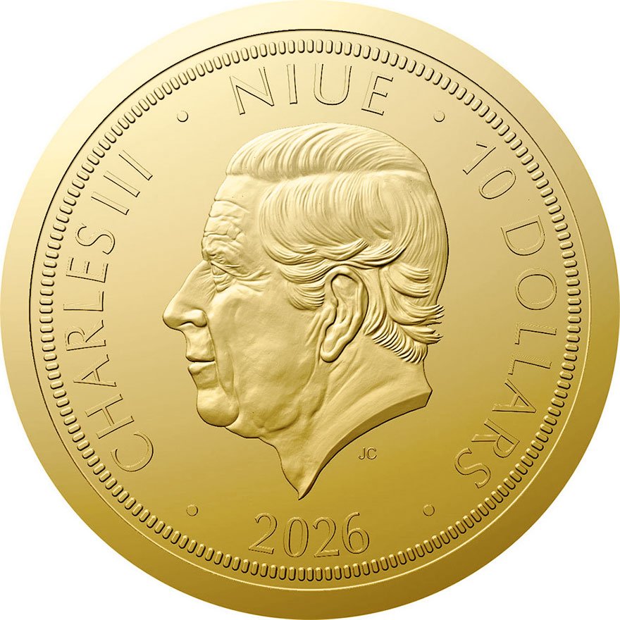 Back of Gold Czech Lion 1/4 oz 2026