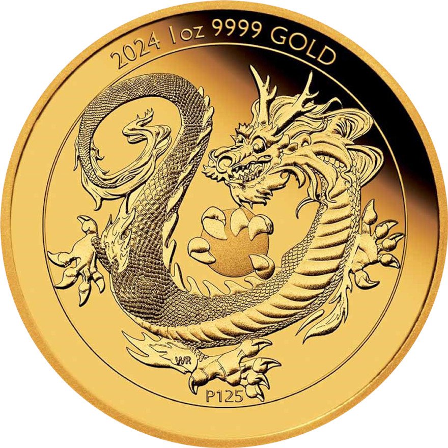 View 1: Gold Drache Chinesische Fabelwesen 1 oz PP - 2024