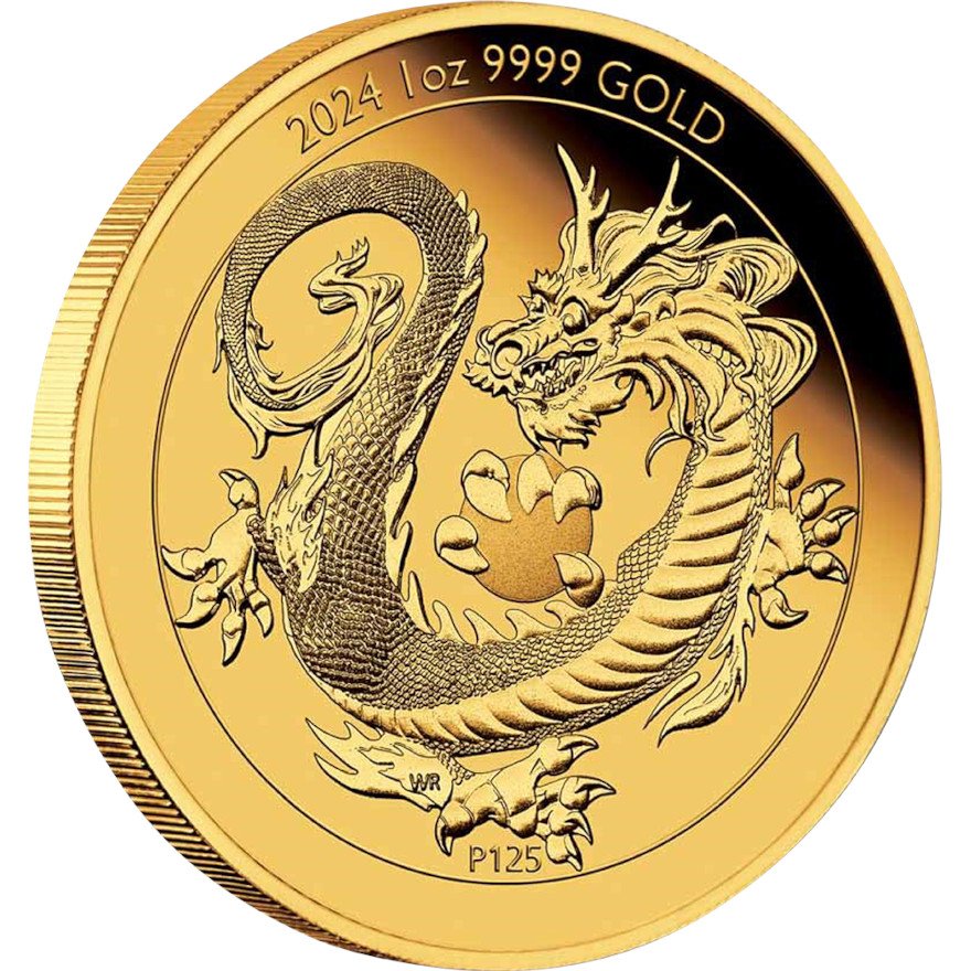 View 2: Gold Drache Chinesische Fabelwesen 1 oz PP - 2024