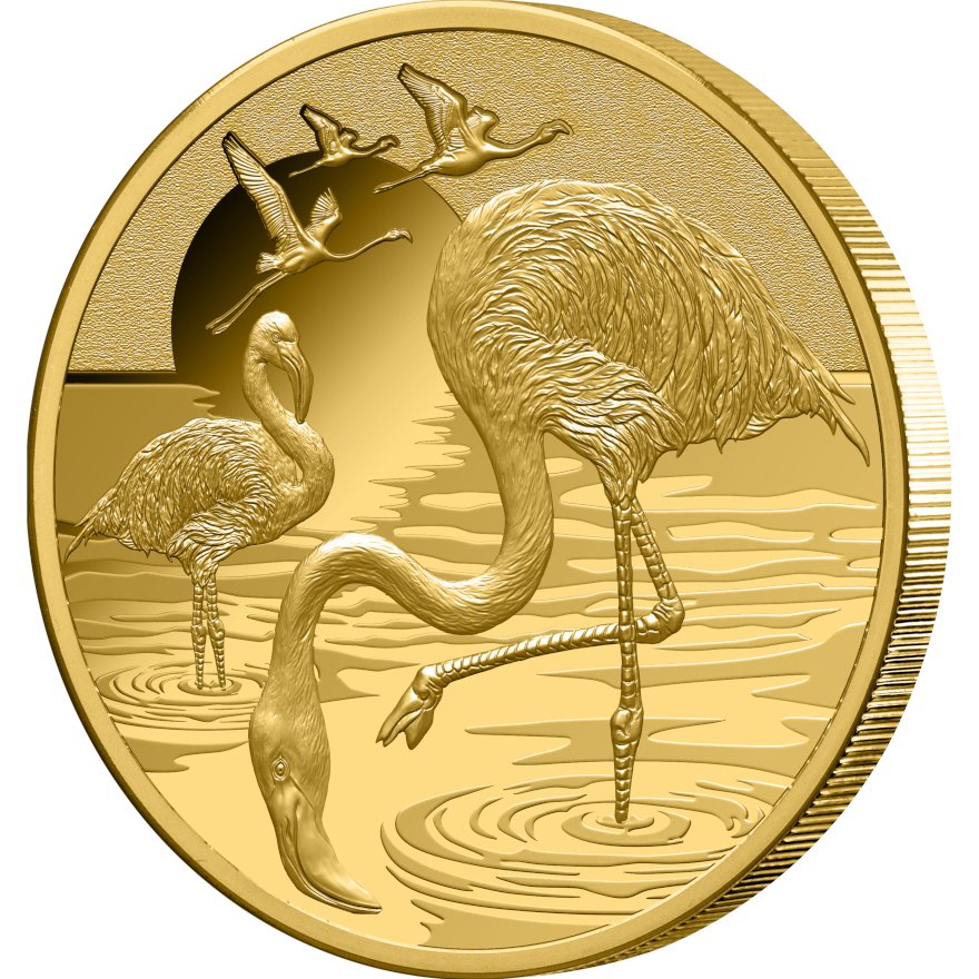 Side view of Gold Flamingo 1 oz Proof 2025