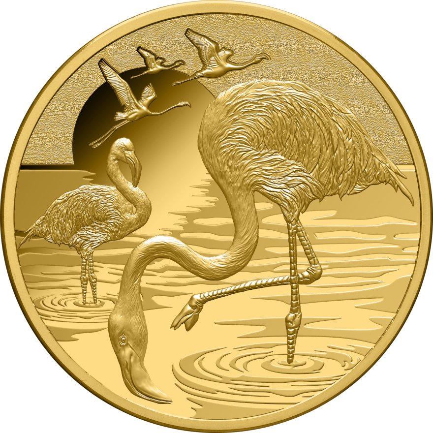 Front of Gold Flamingo 1 oz Proof 2025