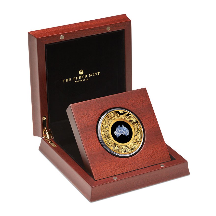Coin Case of Gold Great Southern Land 1 oz PF - Lepidolith Coin