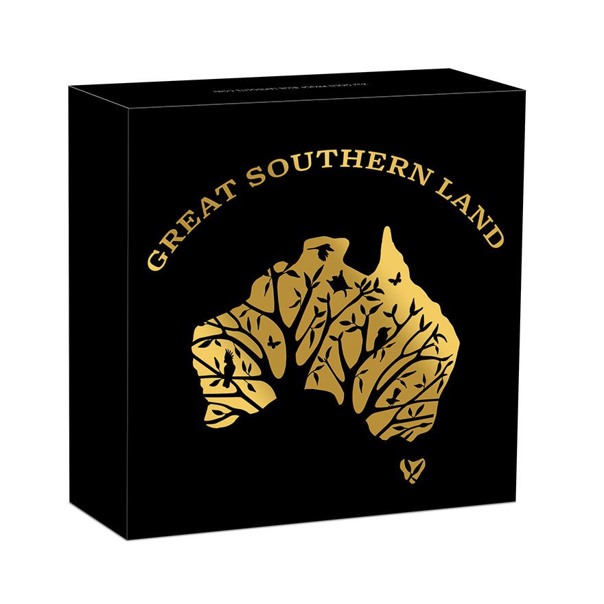 Box of Gold Great Southern Land 1 oz PF - Lepidolith Coin