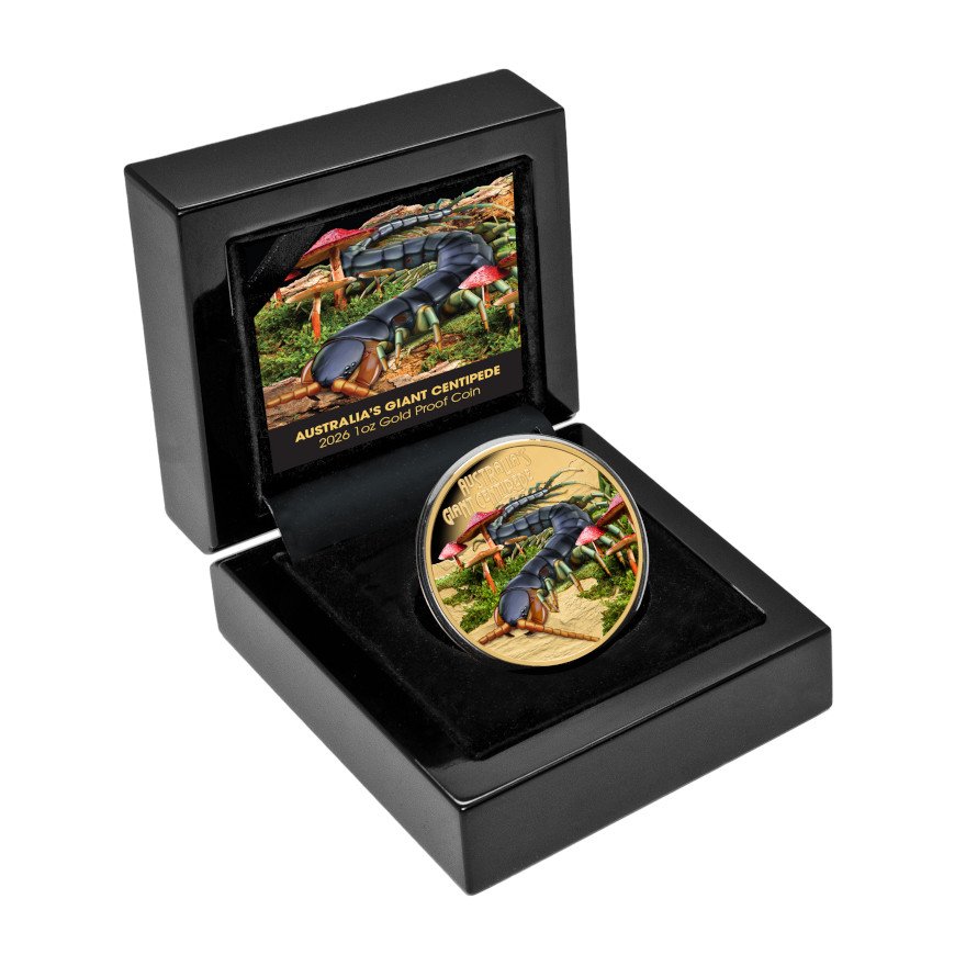 Gold Deadly & Dangerous 1 oz PF -Giant Centiped 2026 in original coin case