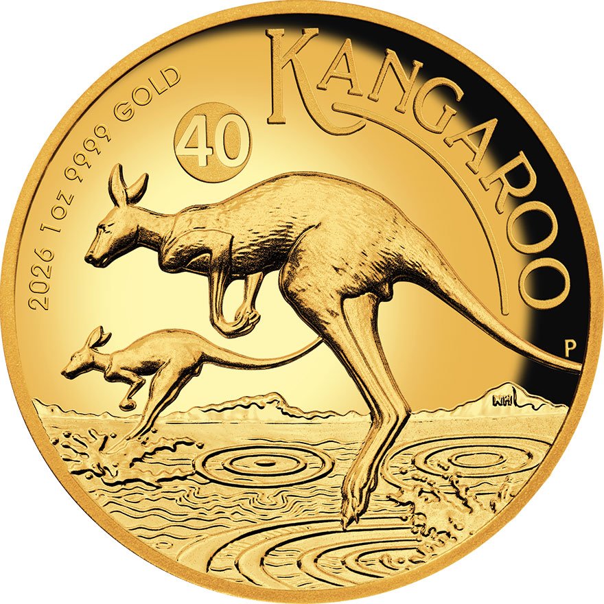 Front of Gold Kangaroo 1 oz Proof High Relief 2026