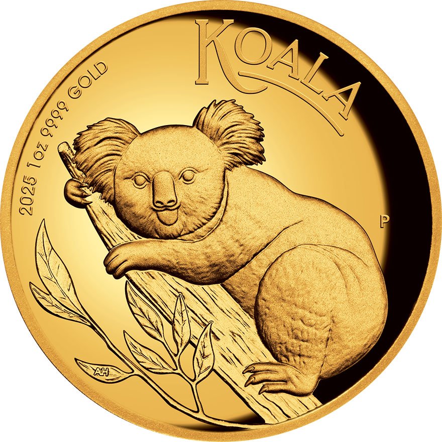 Front of the Gold Koala 1 oz Proof- High Relief 2025