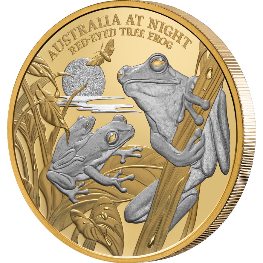 View 2: Gold Rotaugenlaubfrosch 1 oz - Platinbeschichtet 2024