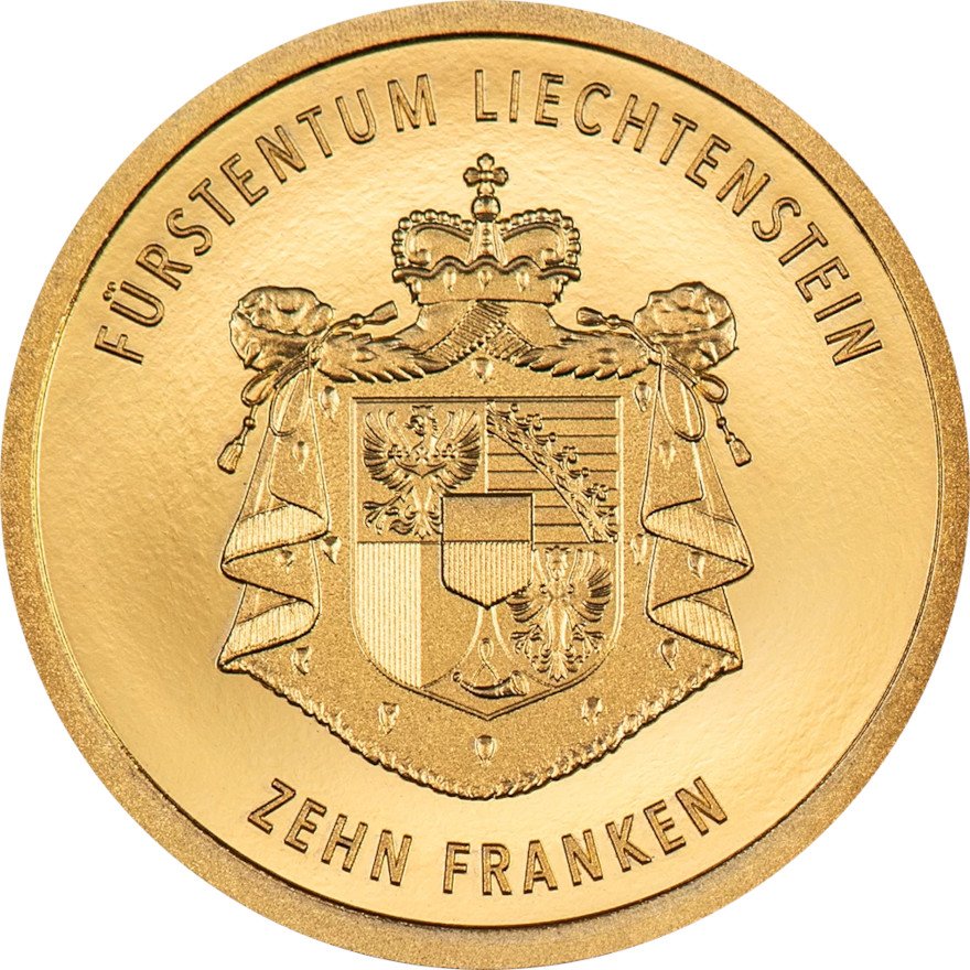 View 2: Gold Liechtenstein 100 Jahre Schweizer Franken 0,5 g PP - 2024