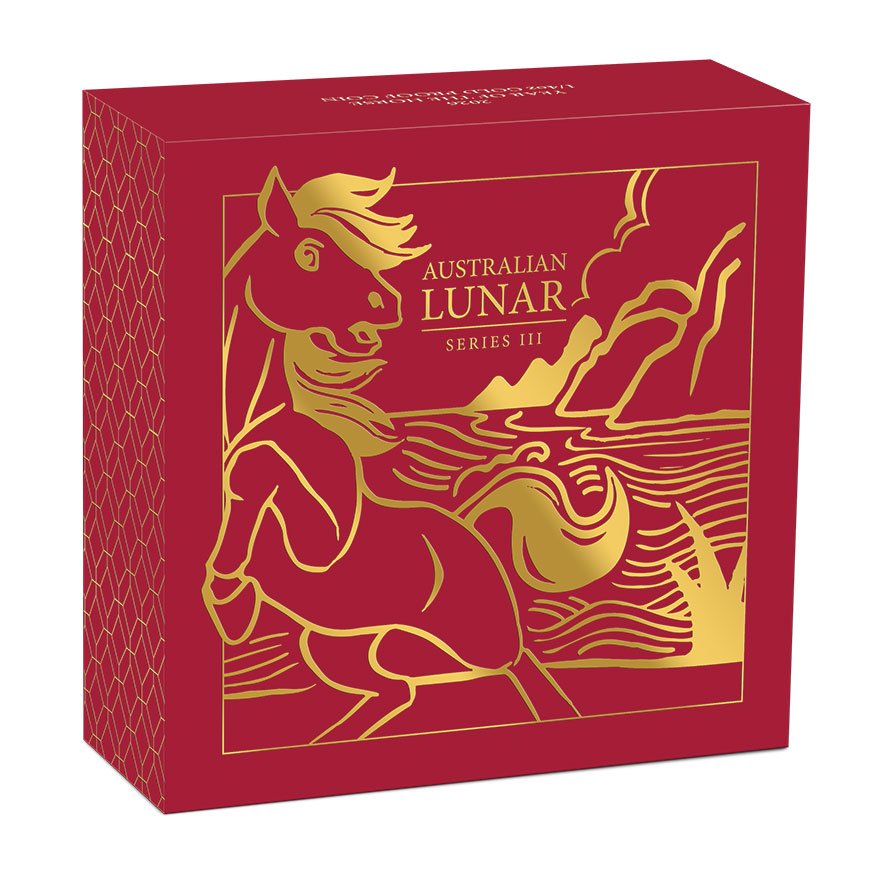 Box of the Gold Lunar III Horse 1/4 oz PF - 2026