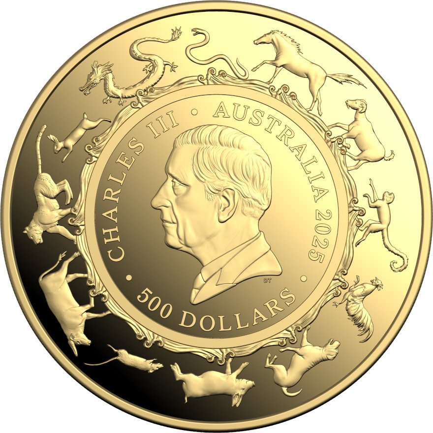 Back of the Gold Lunar Snake 5 oz PF - RAM 2025