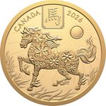 Front of Gold Lunar Horse 15 g Proof - Royal Canadian Mint 2026