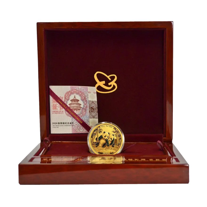 Coin Case of Gold China Panda Proof 50 g - 2026