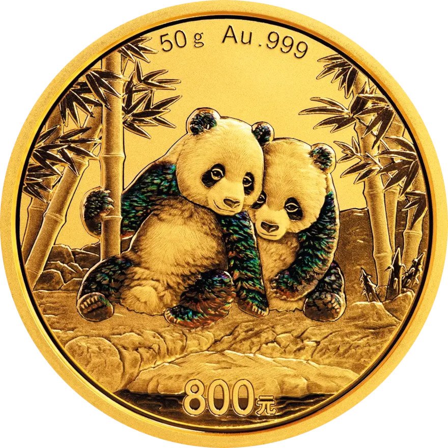 Front of Gold China Panda Proof 50 g - 2026