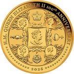 Gold H.M. Queen Elizabeth II 1/4 oz PP - 100th Anniversary - 2026 Front of Gold HM QE 100th Anniversary 1/4 oz Proof 2026