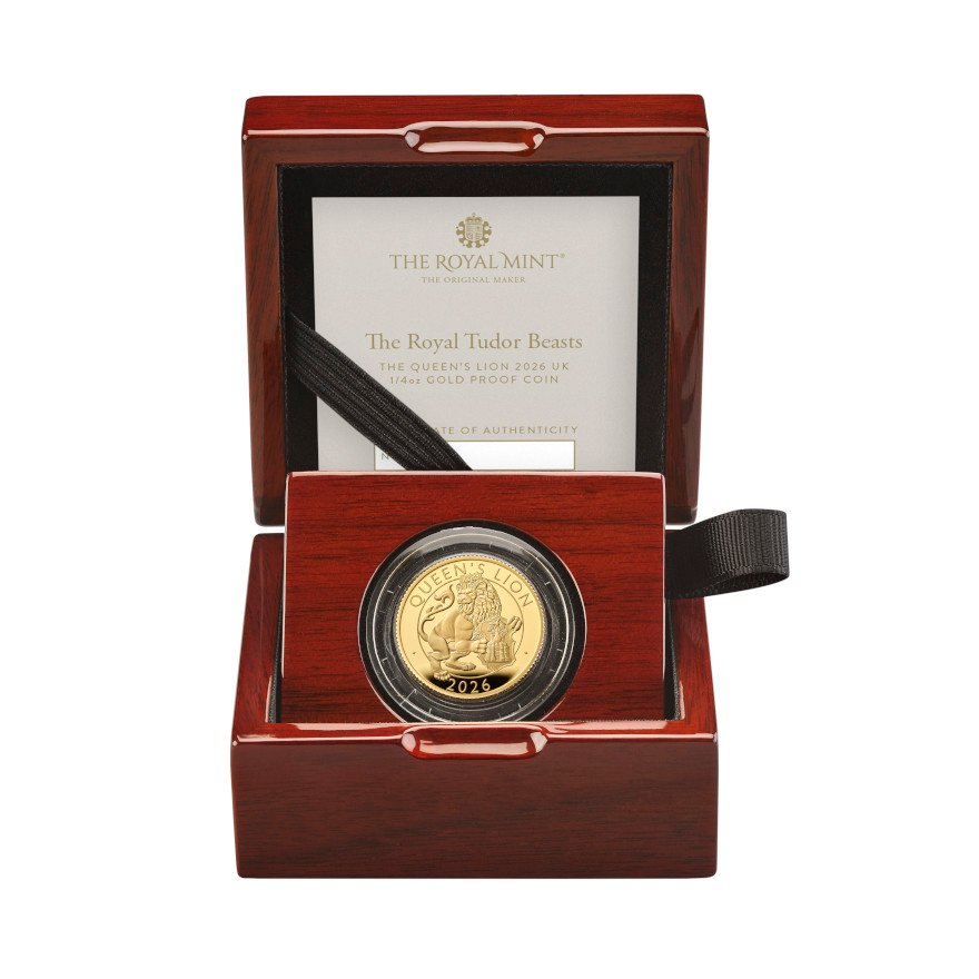 Original Coin Case of the Queen's Lion 1/4 oz PF - Royal Tudor Beasts 2025