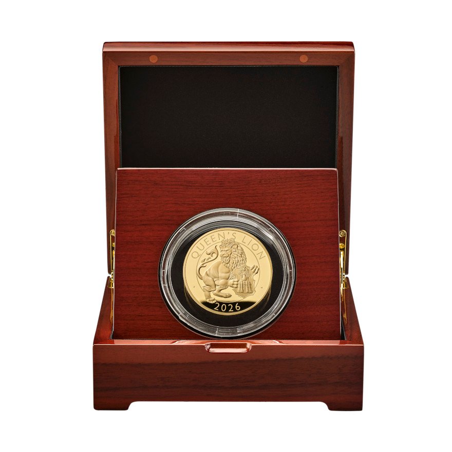 Original Coin Case of the Queen's Lion 5 oz PF - Royal Tudor Beasts 2025