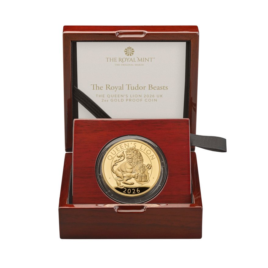 Original Coin Case of the Queen's Lion 2 oz PF - Royal Tudor Beasts 2025