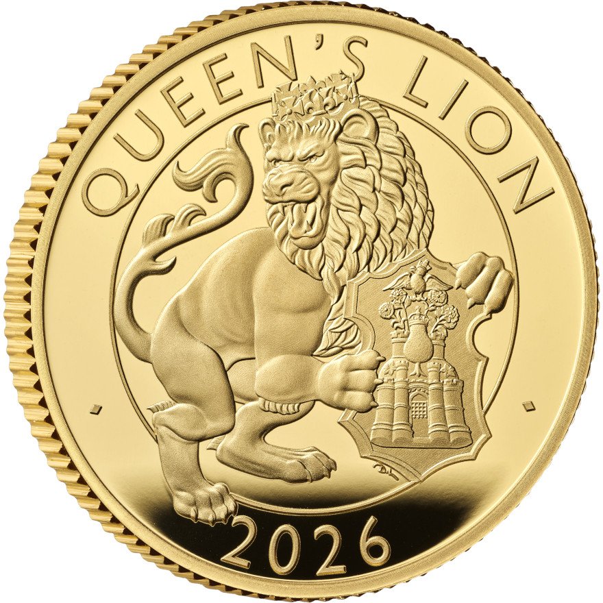 Side View of the Queen's Lion 1 oz PF - Royal Tudor Beasts 2025