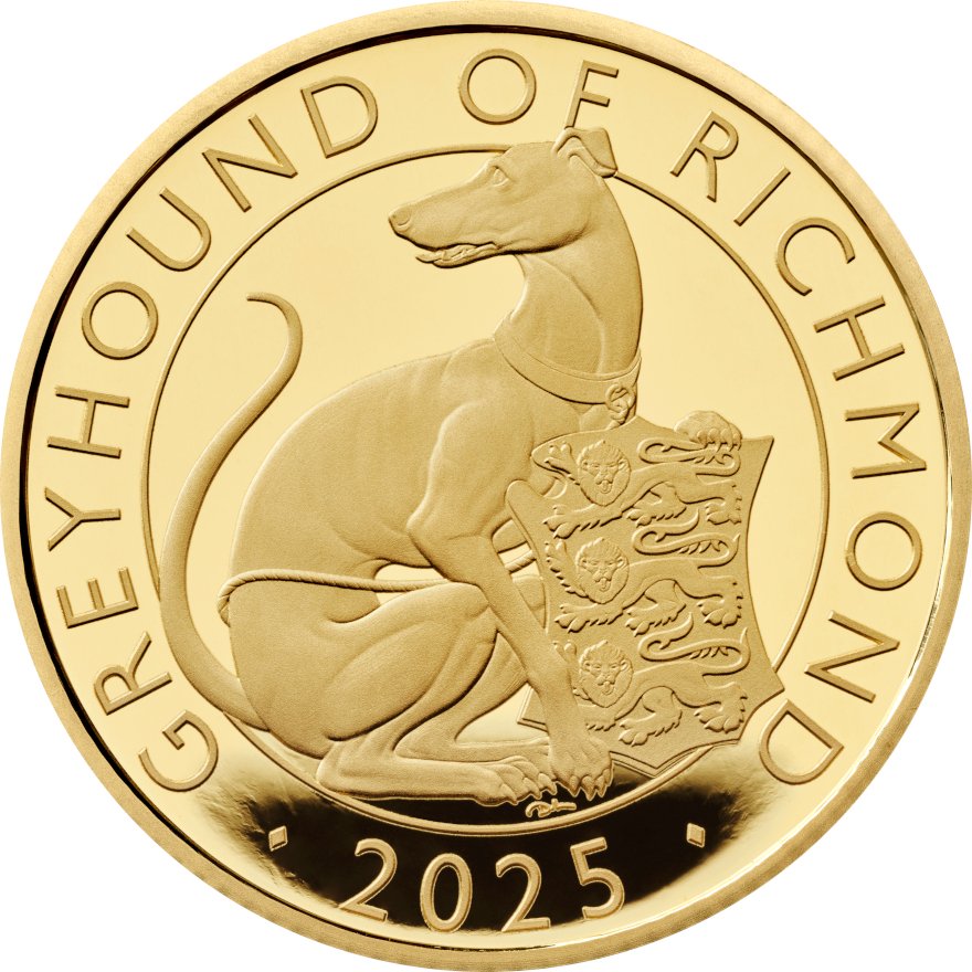 View 1: Gold Greyhound of Richmond 2 oz PP - Royal Tudor Beasts 2025