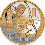 Gold Schachturm 1 oz PP - Platinbeschichtet 2026 Front of Gold Chess Tower 1 oz Proof – Platinum-Plated 2026