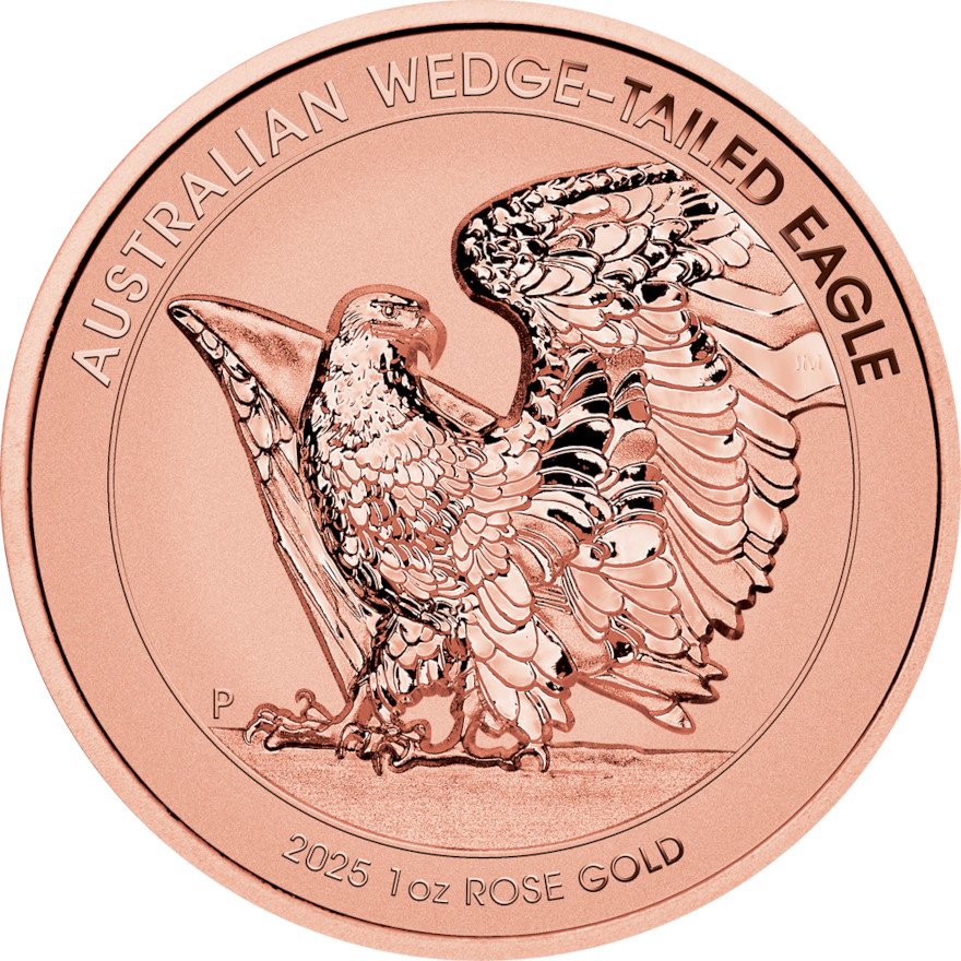 Front of the Gold Wedge Tailed Eagle 1 oz RP Rosegold - High Relief 2025