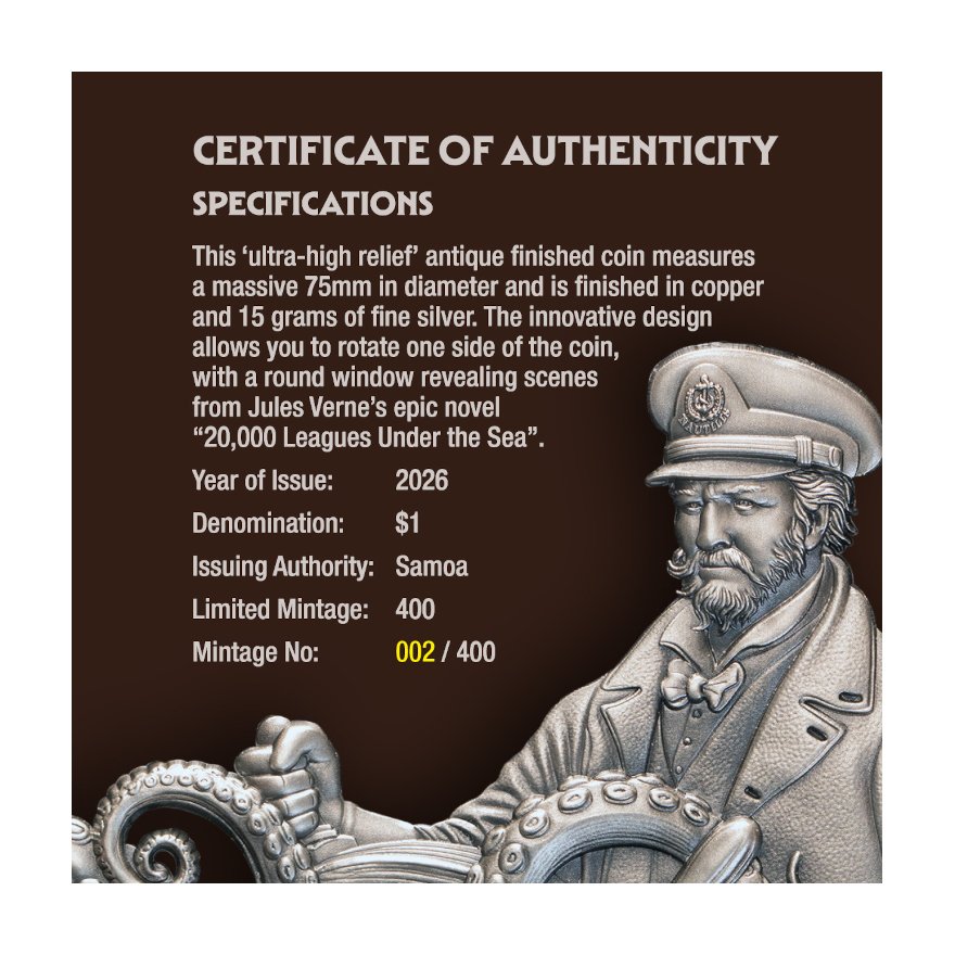 Certificate of Jules Verne – Rotating High Relief 2026