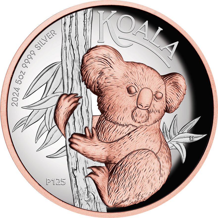 View 1: Silber Koala 5 oz PP - Roségold Teilvergoldet 2024