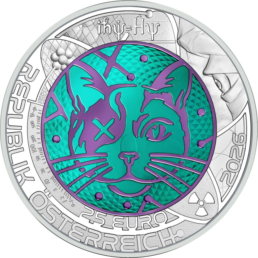 Front of Silver Niob Coin "Quantum Physics" 25 EUR HGH AUT – 2026