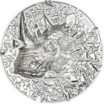 Front of Silver Burst Rhino 3 oz PF - Ultra High Relief