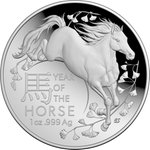 Silber Lunar Pferd 1 oz PP gewölbte Prägung - RAM 2026 Front of the Silver Lunar Horse 1 oz PF domed coin - RAM 2026