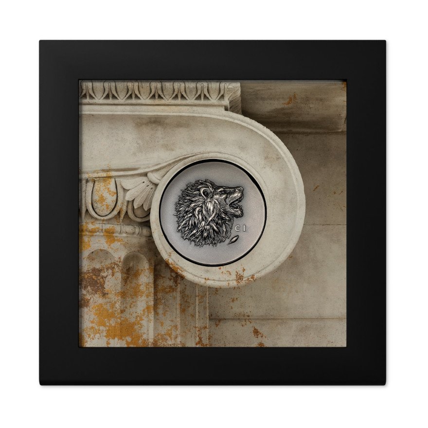 Silver lion 1 oz Antik Finish - High Relief 2025 in the original coin case