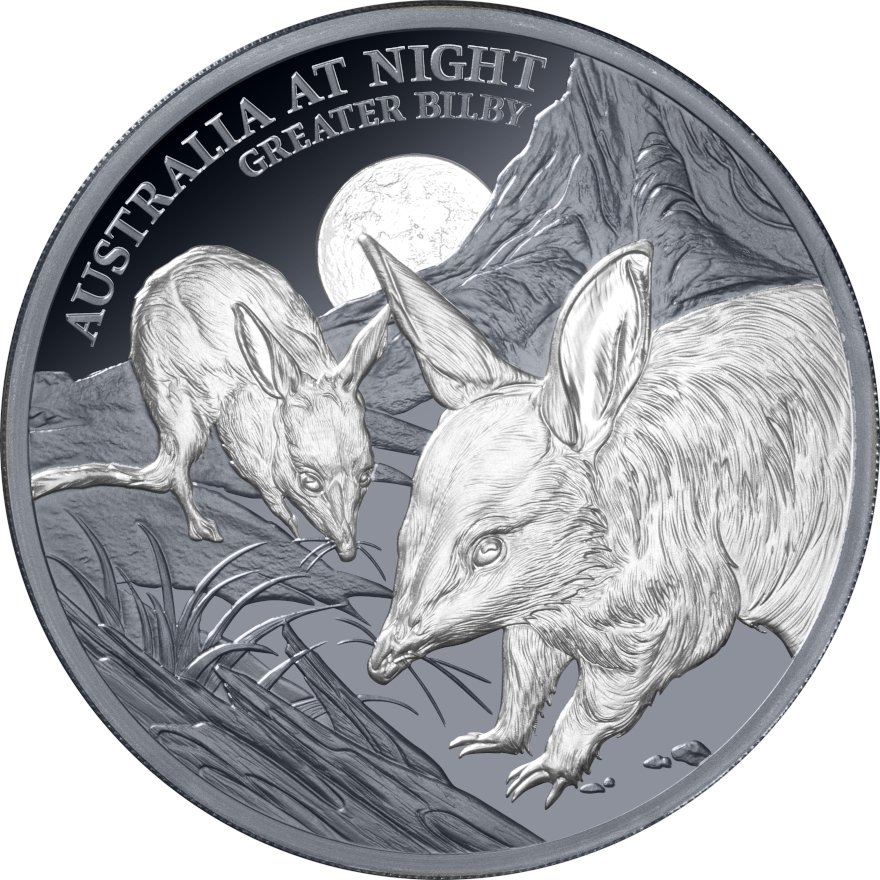 Front of Silver Greater Bilby 1 oz Proof - 2026