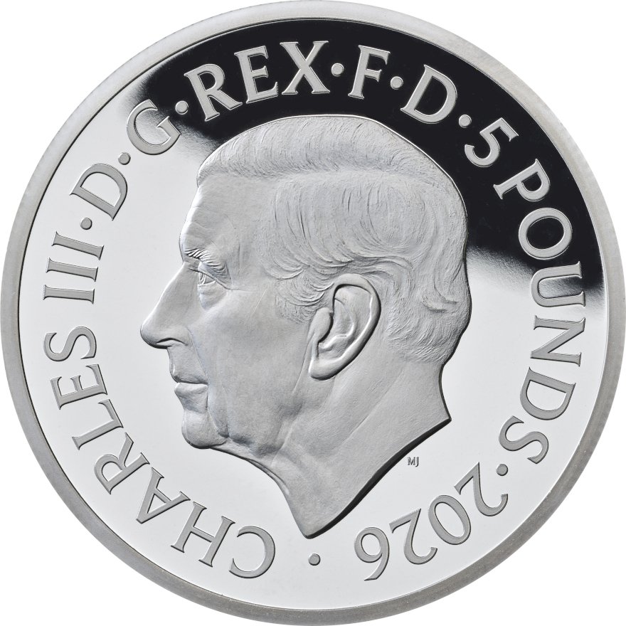 Side view of Silver Britannia Proof 2 oz - 2026