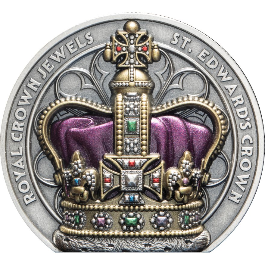 Front of Silver Royal Crown Jewels - St Edwards Crown 2 oz - Ultra High Relief 2026