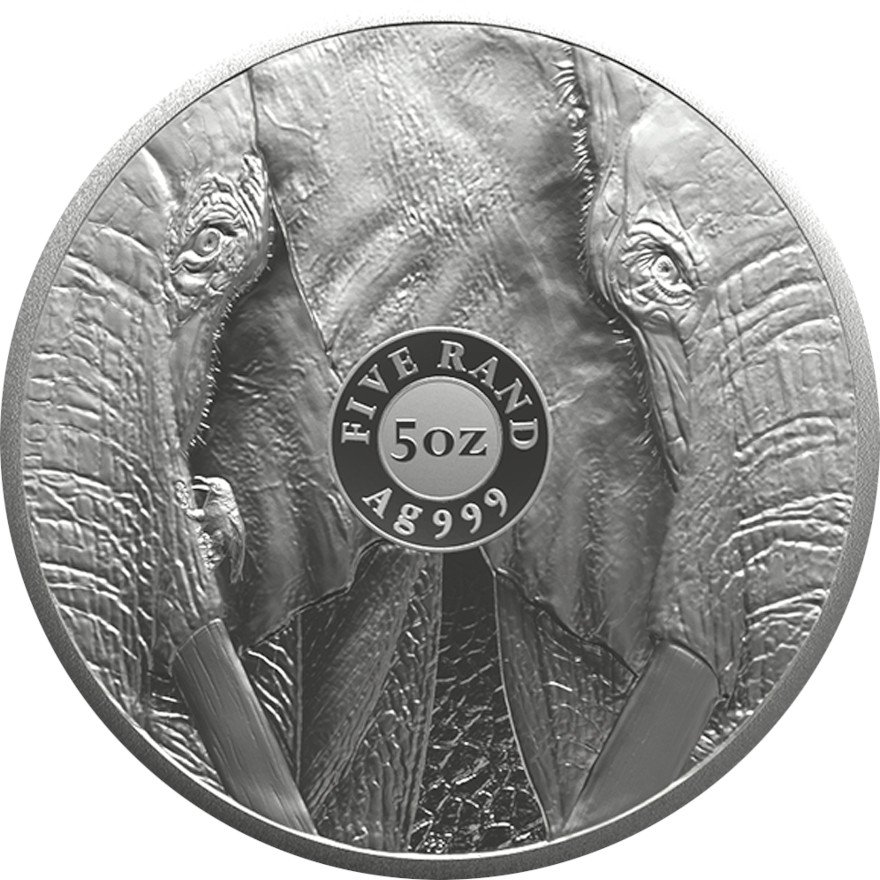 Back of the Silver Elephant 5 oz - Big Five Series II - 2024