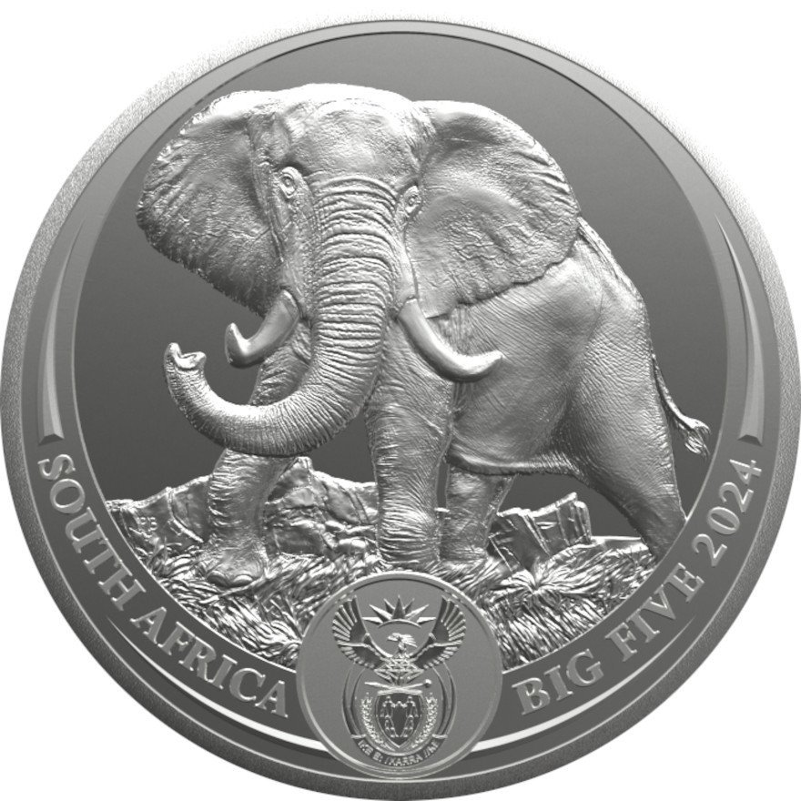 Front of the Silver Elephant 5 oz - Big Five Series II - 2024