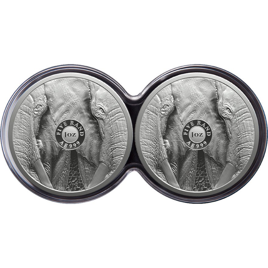 View 2: Silber Elefant Big Five Serie III - 2 x 1 oz PP-Set Doppelkapsel