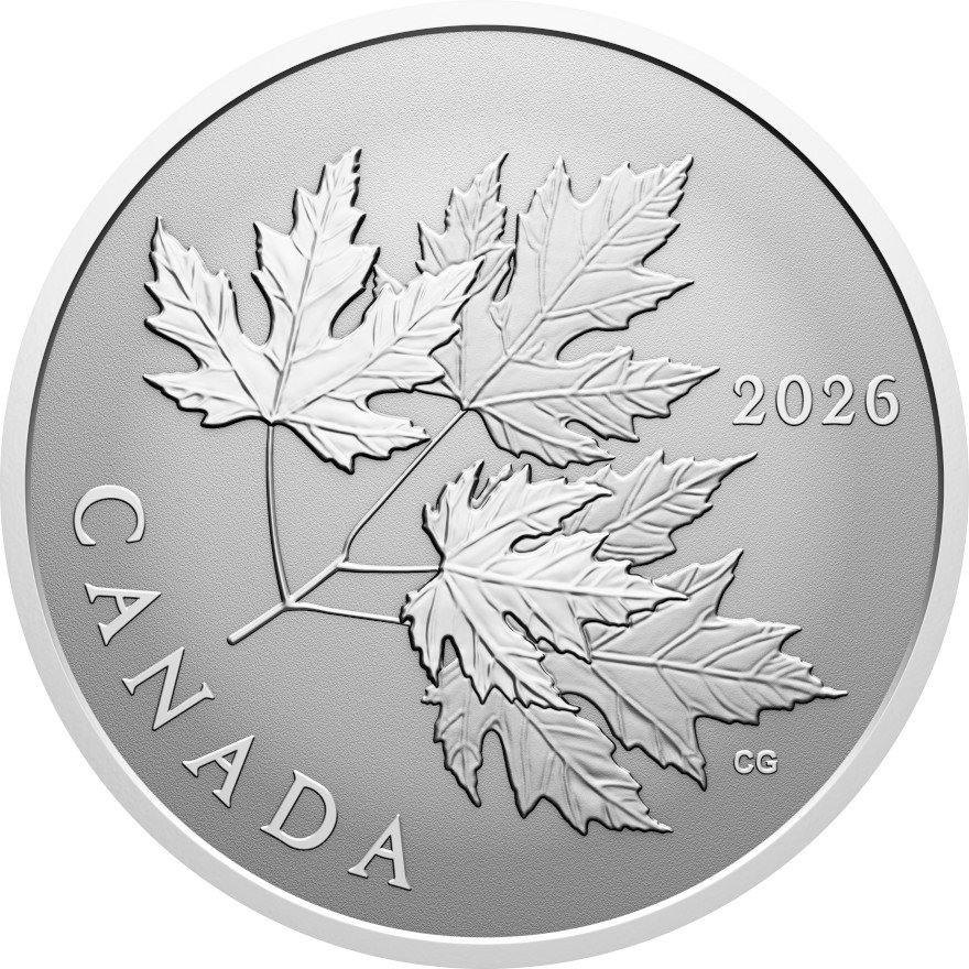 Front of Silver Gleaming Maple Leaf 1/2 oz RP - 2026