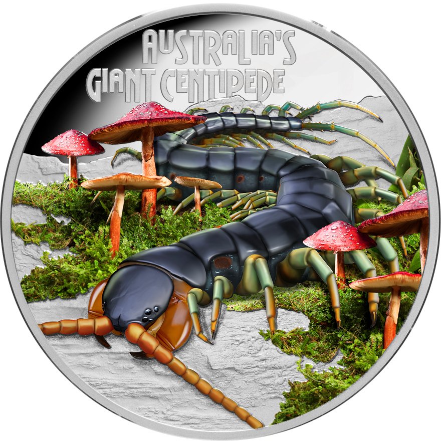 Front of Silver Deadly & Dangerous 1 oz PF -Giant Centiped 2026 