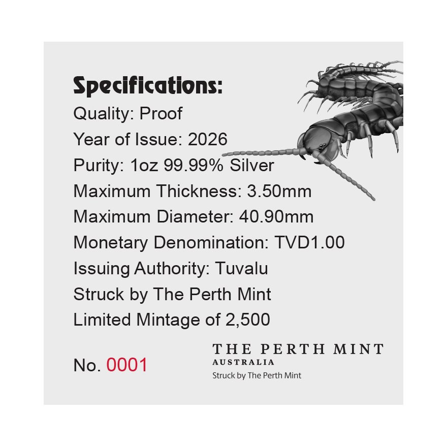 COA of Silver Deadly & Dangerous 1 oz PF -Giant Centiped 2026 