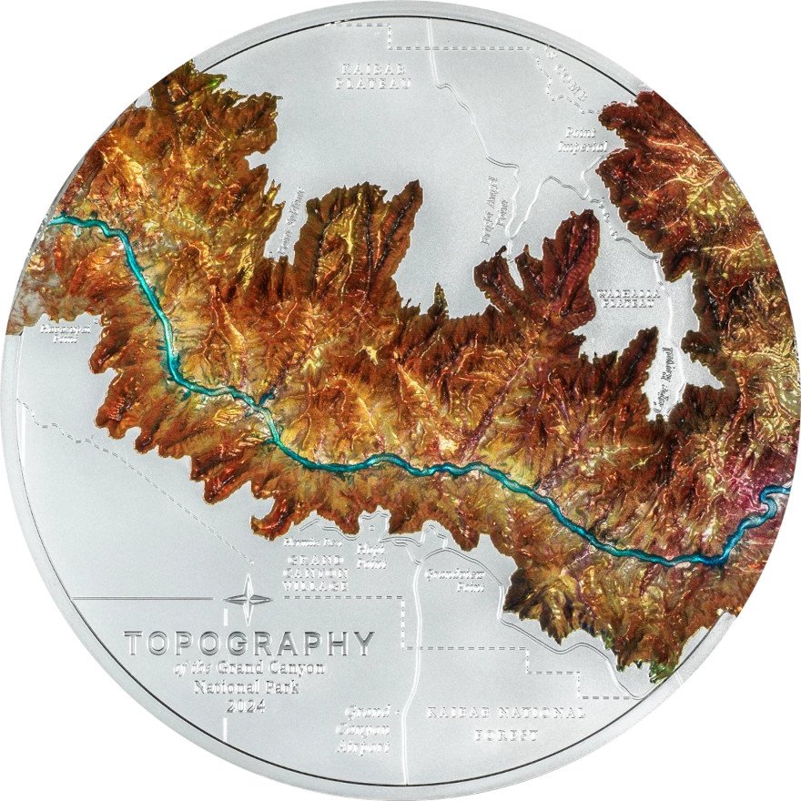 Front of the Silver Topography Grand Canyon 1000 g PF - Ultra High Relief 2024