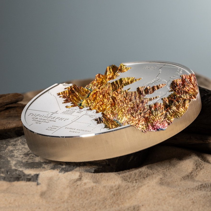 Side view of the Silver Topography Grand Canyon 1000 g PF - Ultra High Relief 2024