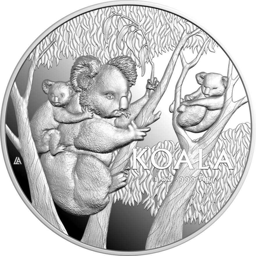 Front of Silver Koala 1 oz PF High Relief - 2026