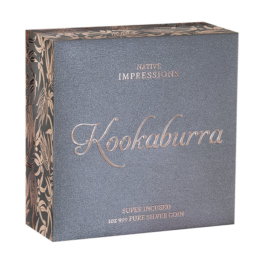 Box of the Silber Kookaburra 1 oz Roségold-Veredelung - Super Incused 2025