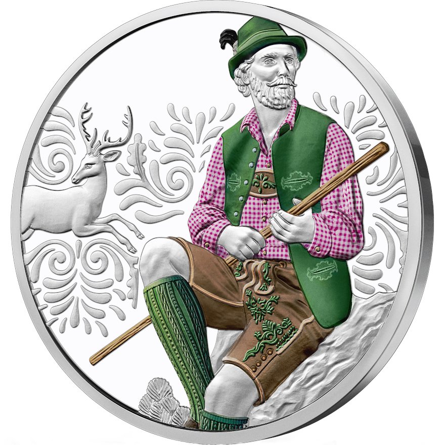 Front of the Silver Aufdirndln – leather 10 EUR PF AUT - 2025