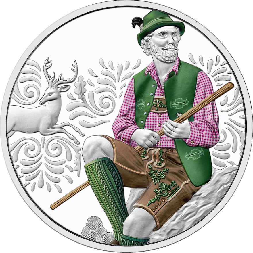 Front of the Silver Aufdirndln – leather 10 EUR PF AUT - 2025