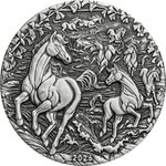 Silber Lunar III Pferd 2 oz - Antik Finish 2026 Front of Silver Lunar III Horse 2 oz - AF 2026